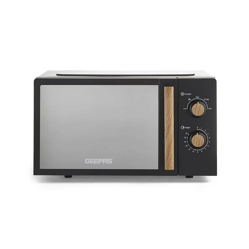 GEEPAS Kitchen Set NordiQ Design | Matte Finish with Wood Accents (Black, 20L Microwave)