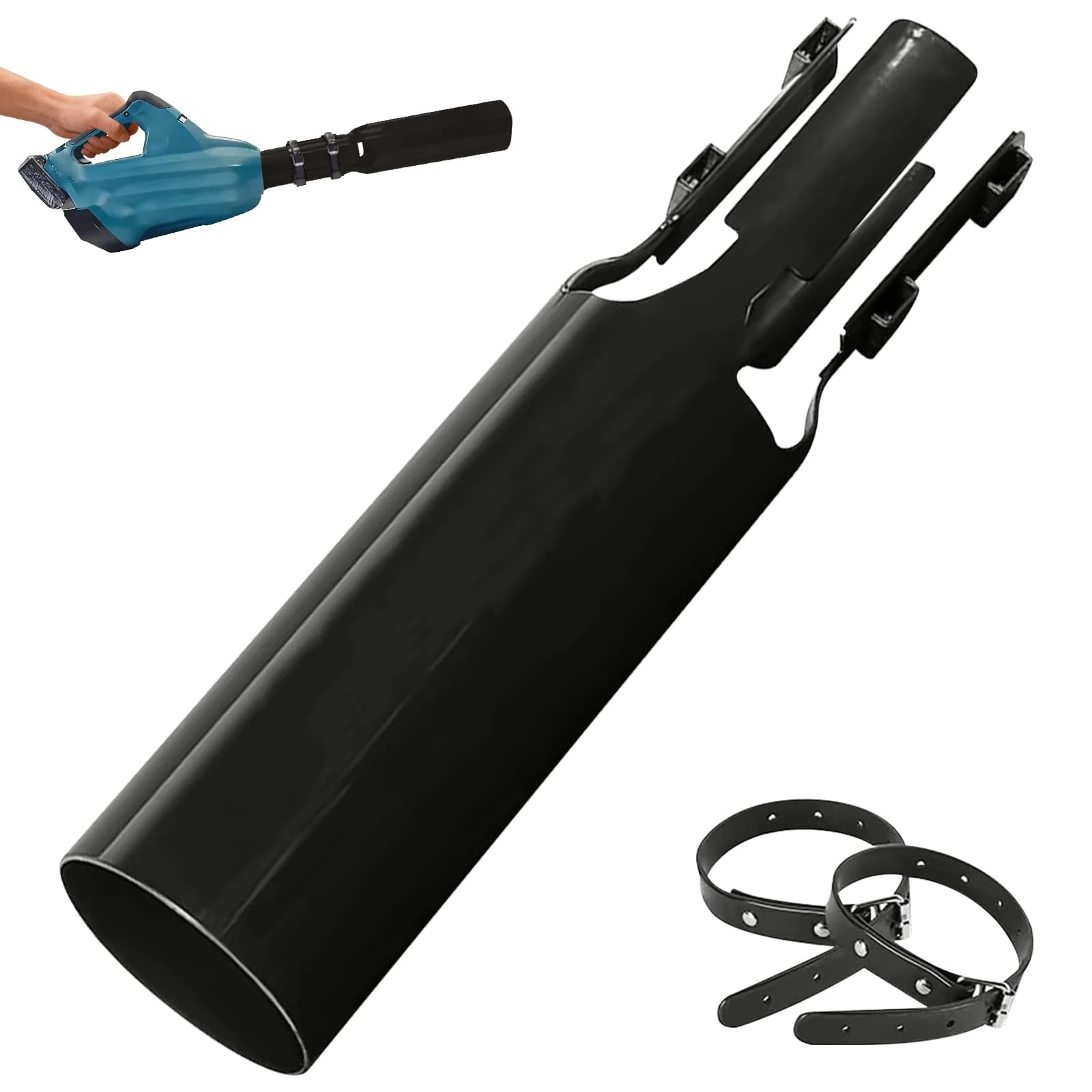 Cyclone2x - Instantly Boost Airflow, Airflow Amplifier for Leaf Blowers (2nd Generation), Leaf Blower Air Booster, Fits 2-4'' Blowers, Cyclone 2X Leaf Blower Attachment, All-Weather Durable (Black)