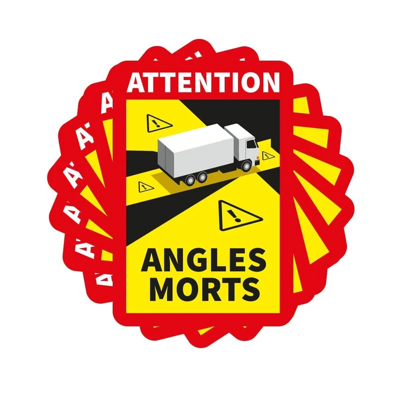 Ambiance Sticker Laminated Signage Stickers Water and UV Resistant – Warning Blind Spots Mandatory in France for Truck Vehicles Over 3.5 T – Pack of 96 (25 x 17 cm)