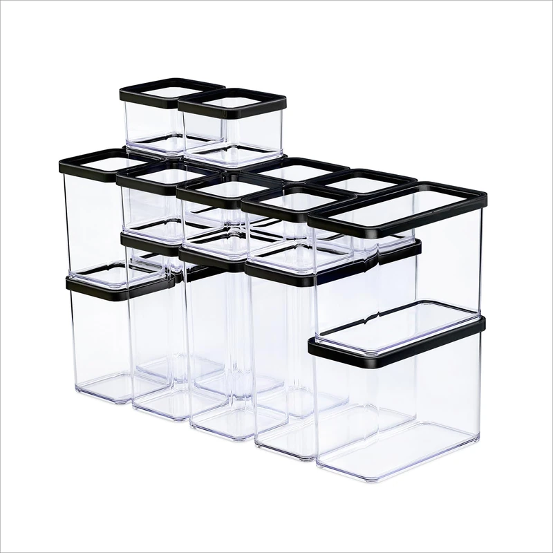 Rotho Loft Set of 19 Storage Jars with Lids, Stackable, Aroma-Proof, Dishwasher