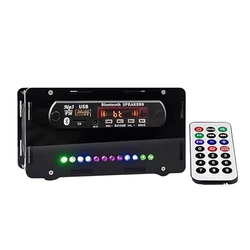 Vestamore Black Acrylic DIY Speaker Kit with Wireless 5.0, Led Lights, Fm Radio, USB, Sd Card, Remote Control