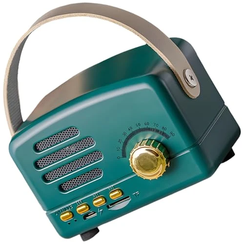 Vestamore Green Portable Speaker, Retro Wireless Mini Fm Radio, Vintage Car Shape, 4.1 Wireless Capability, Tf Card Slot, Compact Dimensions