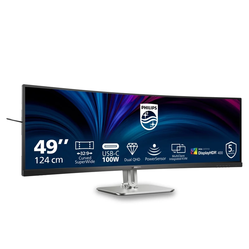 Philips 49B2U5900C 48.8 inch DQHD Monitor Curved, 75Hz, RJ45, VA Panel, 4ms GtG, Adaptive Sync, HDR400, Height Adjustment, Speakers, (5120x1440 HDMI 2x 2.0 DP USB Hub) Dark Gray
