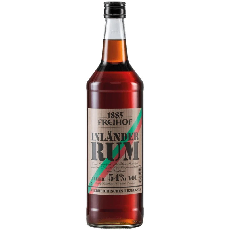 Freihof 1885 Inländer Rum 100cl, 38% ABV – Austrian Specialty Spirit with Protected Heritage, Crafted in Lustenau by Destillerie Freihof – Ideal for Baking, Desserts, Hot Drinks & Rumtopf - Image 1