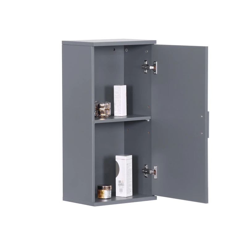 Relaxdays bathroom wall cabinet, 2 shelves, HWD: 62 x 30 x 21 cm, adjustable shelf, narrow design, MDF, grey-blue