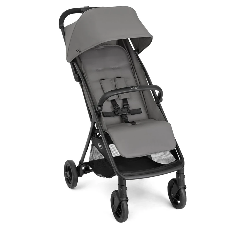 Graco MyyLite Compact Stroller/Pushchair with Raincover - Suitable from Birth to Approx. 4 Years (0-22kg). Lightweight at only 5.8kg with a one-Second, one-Hand fold, Steeple Gray Fashion
