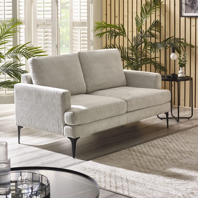 Julian Bowen Carrera 2 Seater Cream Chenille Sofa - 155cm