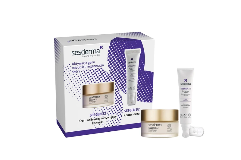 Sesderma SESGEN 32 Gift Set - Cell Activating Anti-Ageing Face Cream 50 ml + Eye Cream 15 ml - With Teprenon, Hyaluronic Acid & DMAE - Regenerating Care for Radiant Skin