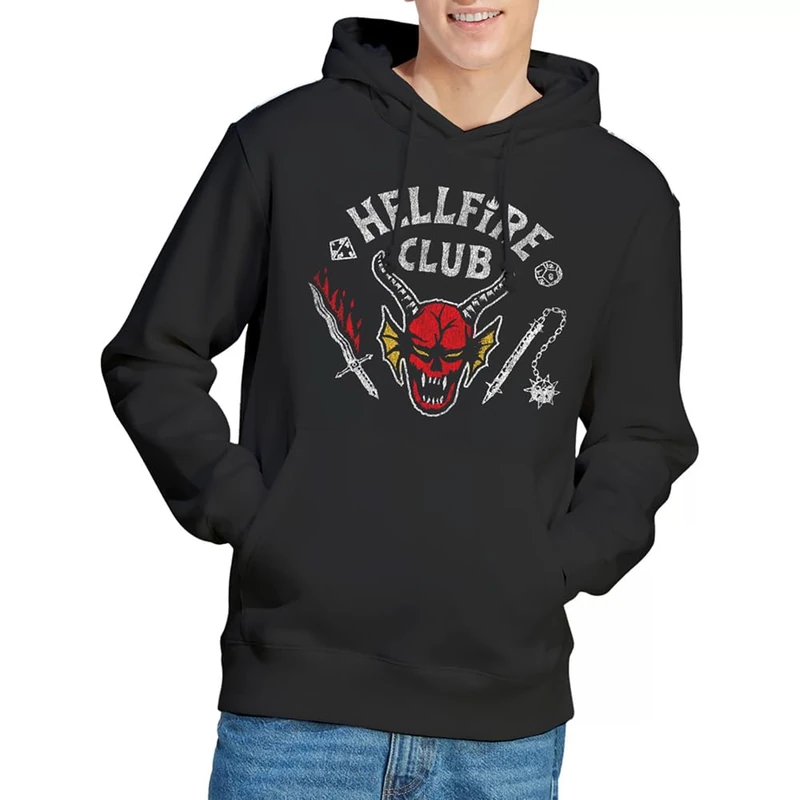 Stranger Things Hellfire Club Invert Unisex Hoodie, Black, X-Large
