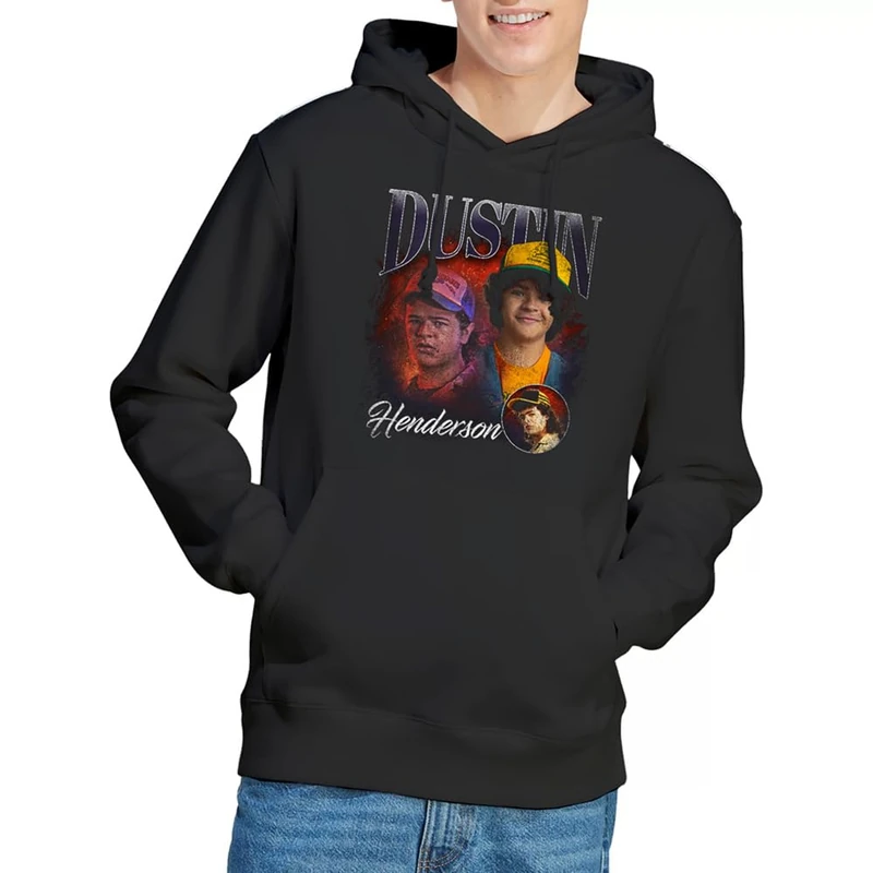 Stranger Things Dustin Homage Unisex Hoodie, Black, Small