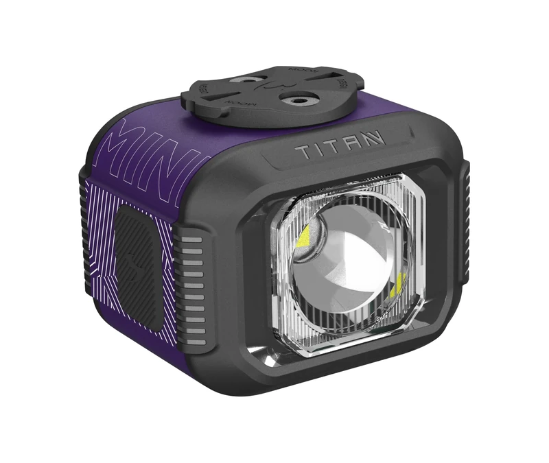 Moon Light the Way You Ride On Titan Mini Purple 700 Lumens Front Bicycle Light, IPX7, Max Runtime 300 Hours