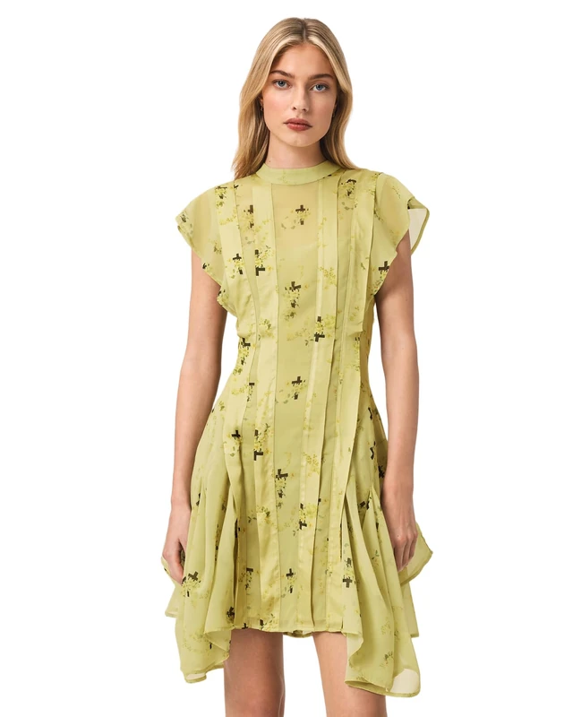 Allsaints Women's Fleur Dress, Empoli Yellow, 6