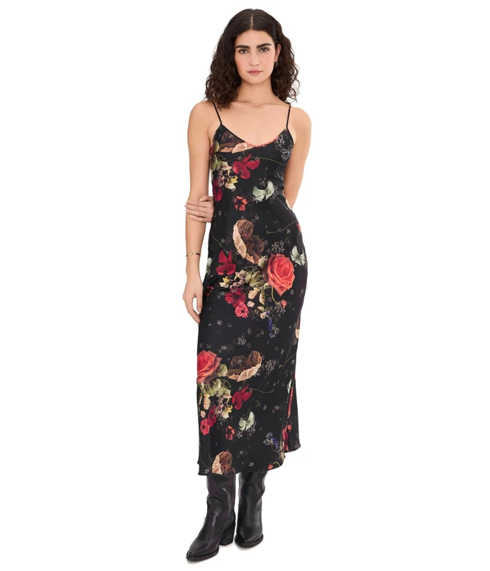 Allsaints Women's Bryony Dress Below Knee Dress, Haze Black, UK 6/US 2