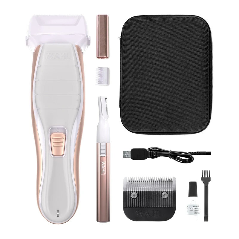 Wahl Ladies Shaver & Trimmer – 2‑in‑1 Rechargeable Foil Shaver & Precision Trimmer for Legs, Underarms & Bikini Line, 120‑Min Cordless Use, Hypoallergenic Foil, Includes Eyebrow Trimmer & Accessories