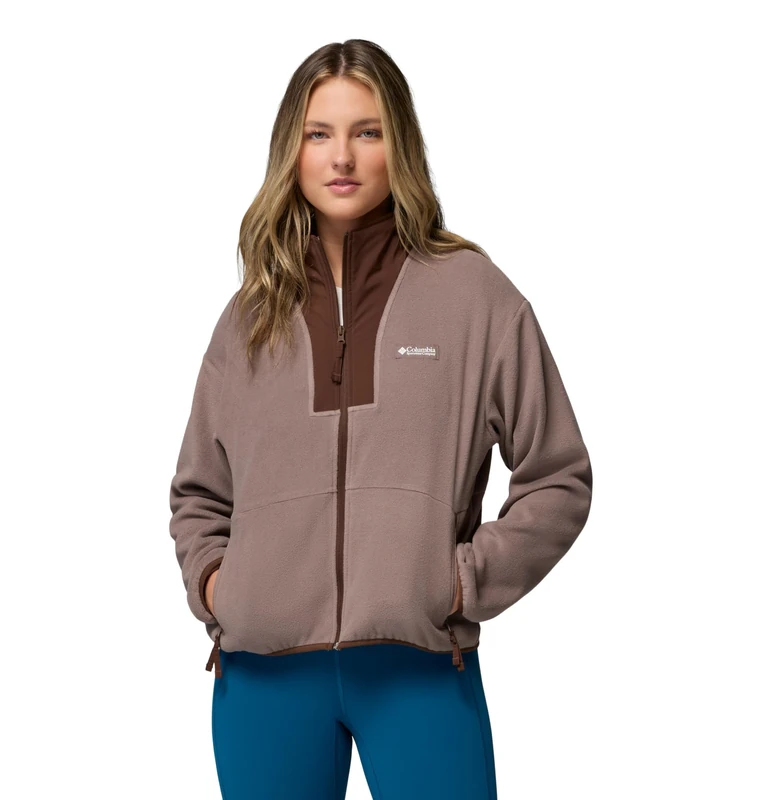 Columbia Women's Sequoia Grove 2 Full Zip, Full Zip Fleece Jacket, Iron/Tobacco, Small