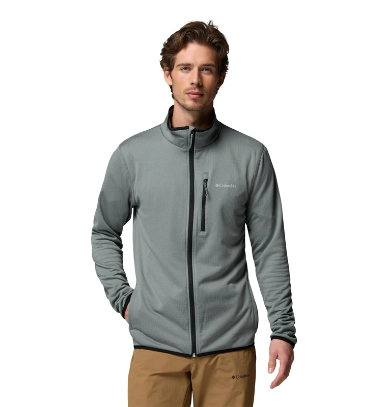 Columbia Men's Essential Hike Grid Fleece Full Zip, Full Zip Fleece Jacket, Sedona Sage, Large