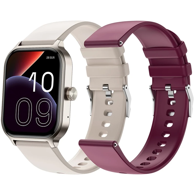 SPC Smartee Duo 3 – Smartwatch with 1.93” AMOLED display | Bluetooth calls | Battery up to 7 days | 100 sports | IP68 | Smart You control app | 2 bands beige and maroon