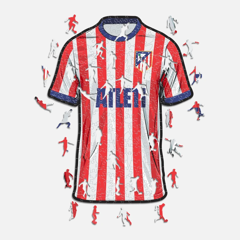 Iconic Puzzles - Atletico Madrid, Jersey, Officially Licensed Wooden Puzzle, 100% Sustainable, Gift for Adults and Children, Size M, 270 Pieces