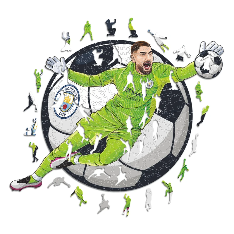 Iconic Puzzles - Manchester City, Gianluigi Donnarumma, Officially Licensed Wooden Puzzle, 100% Sustainable, Gift for Adults and Children, Size M, 270 Pieces