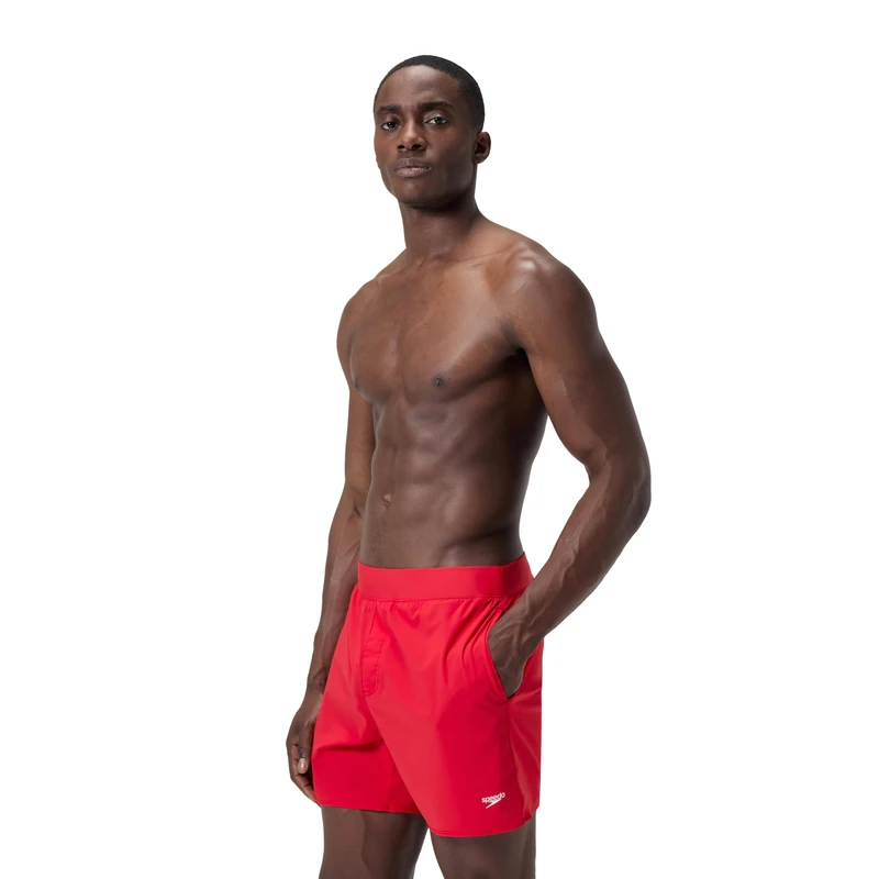 Speedo Men's Solid Lookout 16" Swim Shorts, High Risk Red, S