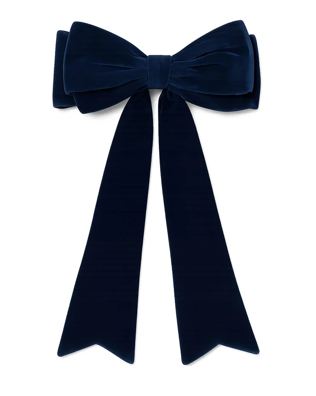 Large Navy Velvet Christmas Bow, 140 cm