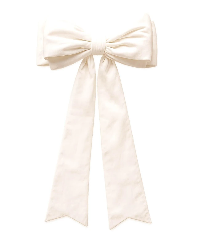Large White Velvet Christmas Bow, 140 cm