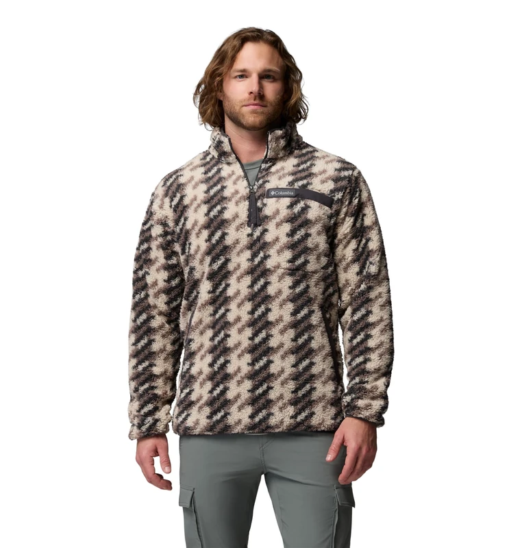 Columbia Men's Rugged Ridge High Pile Half Zip, Fleece Pull Over, Dark Stone Twills, Large