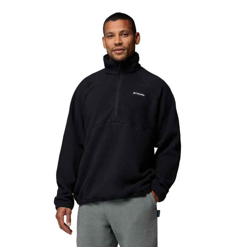 Columbia Men's Timber Crest Mtr Fleece Half Zip, Fleece Pull Over, Black, Large