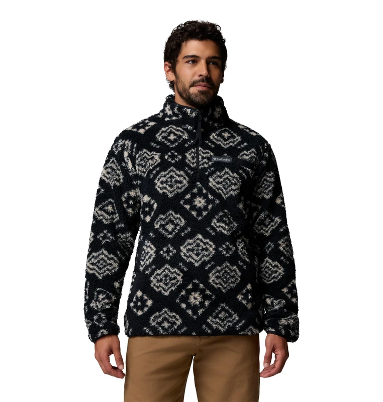Columbia Men's Rugged Ridge High Pile Half Zip, Fleece Pull Over, Black Checked Out/Black, XX-Large