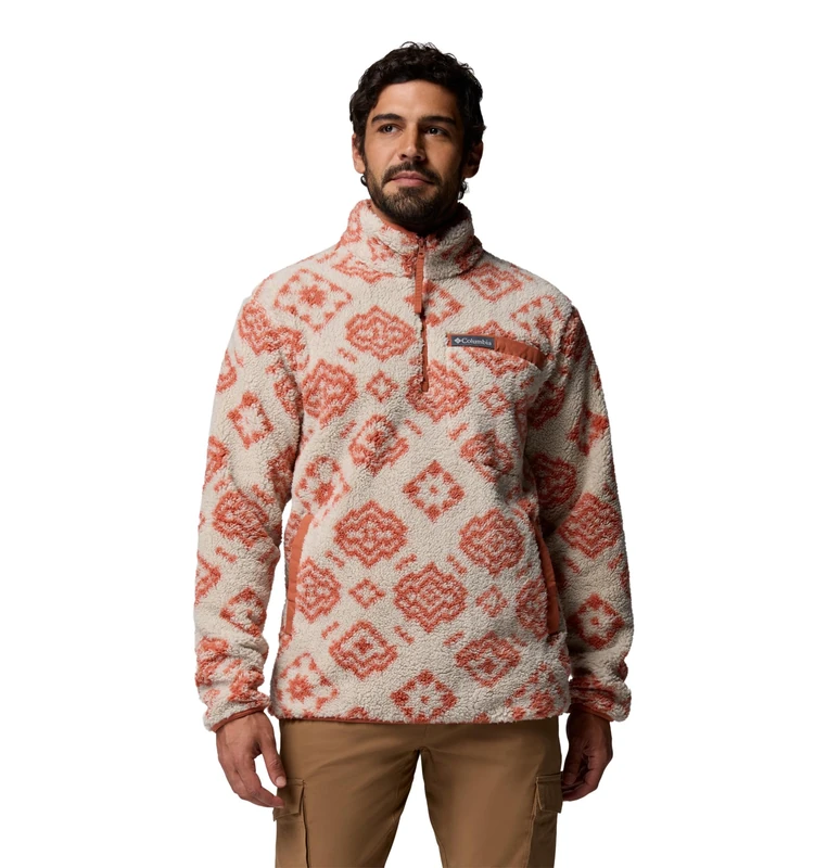 Columbia Men's Rugged Ridge High Pile Half Zip, Fleece Pull Over, Dark Stone Checked Out/Teak Brown, XX-Large