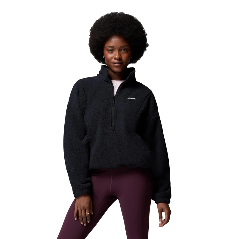 Columbia Women's Timber Meadow Mtr Fleece Half Zip, Fleece Pull Over, Black, Small