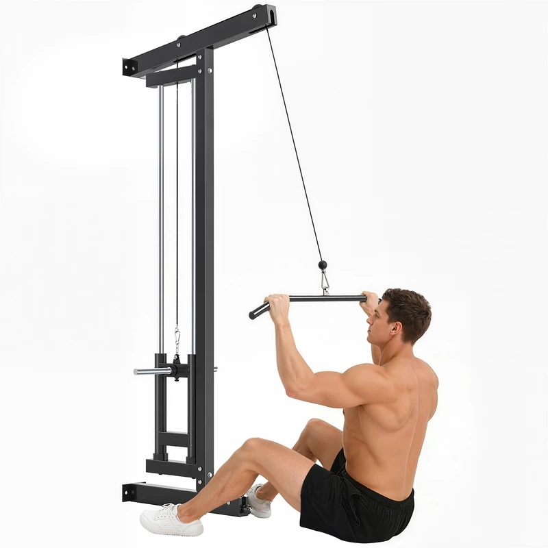 SPORTNOW Wall Mounted Lat Pull Down Machine, Crossover Cable Machine with High & Low Pulleys for Home Gym Full Body Workout - Image 1