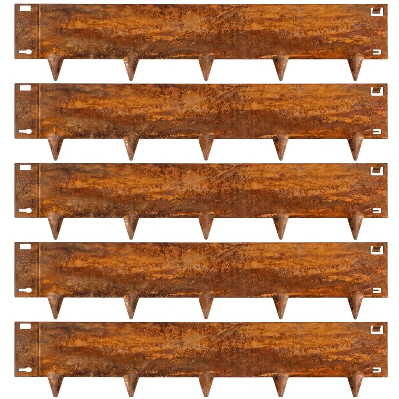 Greenera 5M Metal Lawn Edging Border, Heavy Duty Corten Steel Garden Edge Border, Flexible Lawn & Pathway Garden Edging Strip for Landscaping, Easy Install - 16cm Face Height, Rust