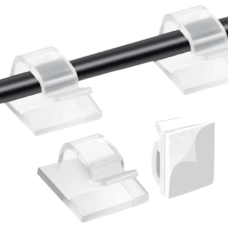 60 Pcs R-Type Cable Clamps, Cable Clips, Self Adhesive Outdoor Light Wire Clips, Outdoor Light Wire Clips Cord Organiser Holder for Cable Management, Christmas Hanging Decorations Fairy Light