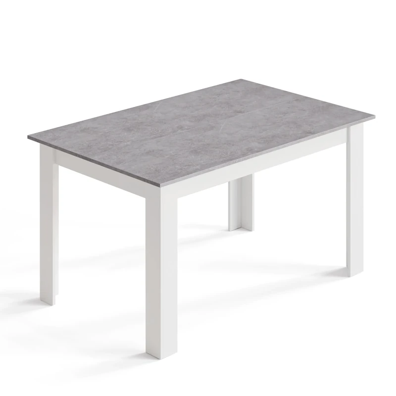 Mondeer Dining Table, 138 x 90 cm Modern Kitchen Table for 4-6 People, Wooden Rectangular Dinner Table for Dining Room Kitchen Living Room, Grey and White