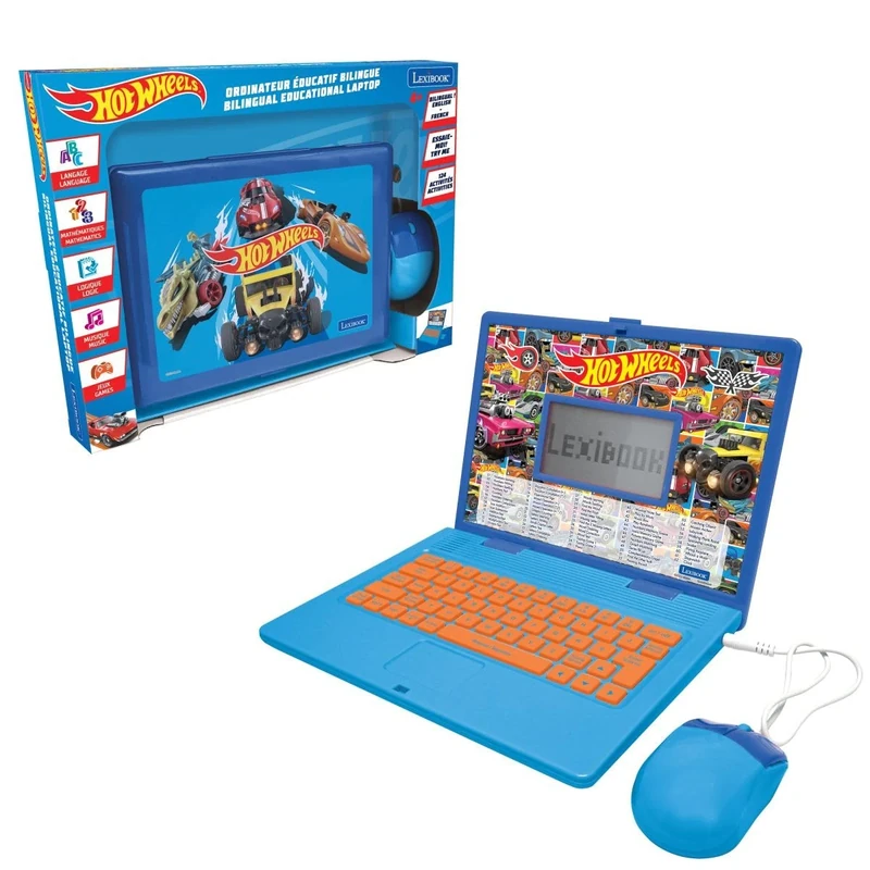 LEXIBOOK, Hot Wheels Bilingual Educational Laptop – 124 Activities in French/English, JC598HWi1LXB