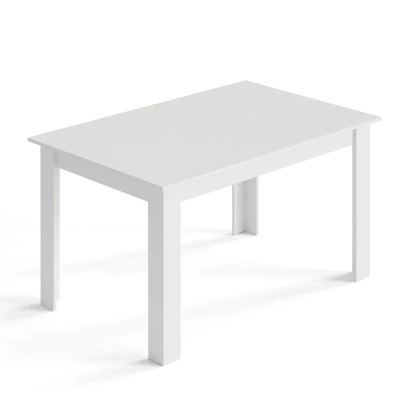 Mondeer Dining Table, 138 x 90 cm Modern Kitchen Table for 4-6 People, Wooden Rectangular Dinner Table for Dining Room Kitchen Living Room, White