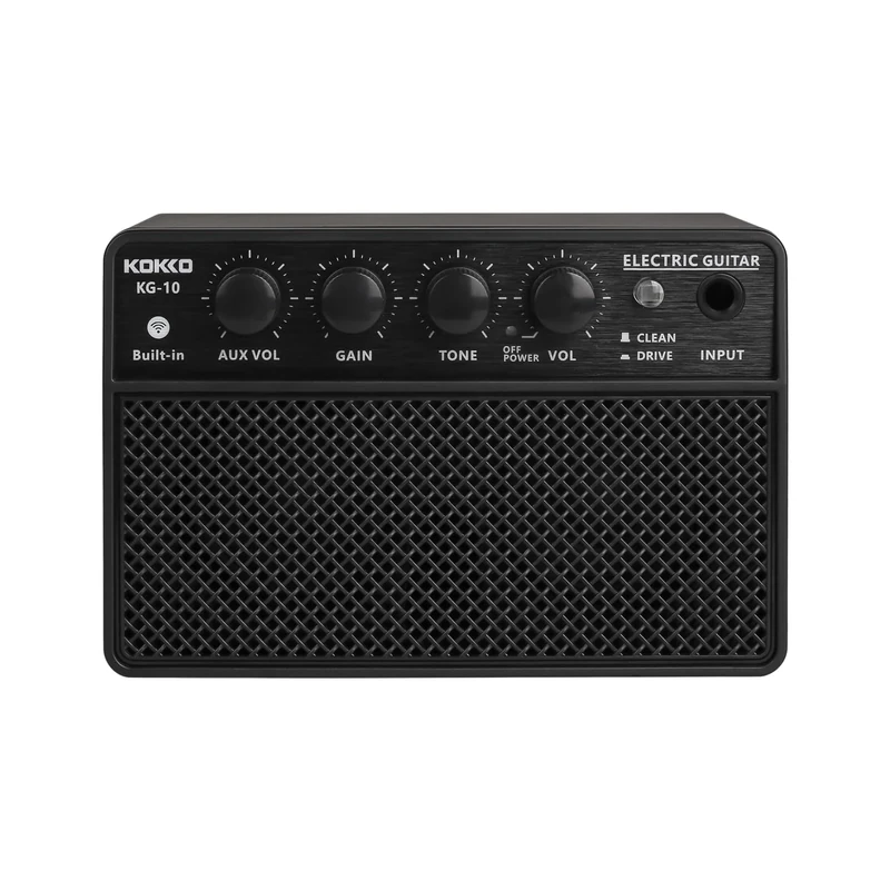 Kokko KG10 – Compact 10-Watt Practice Amplifier with Clean and Overdrive Sound, AUX Input, Headphone Output, Black