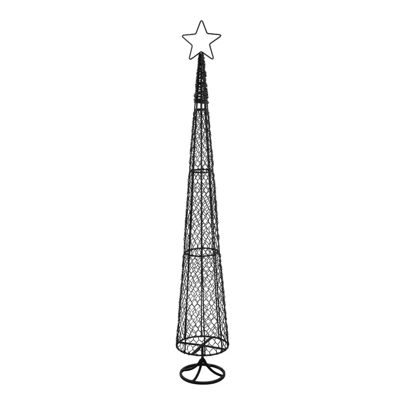 GILDE Decorative object Cabo Christmas tree made of iron, matt black, star motif, height 149 cm x diameter 23 cm, Christmas decoration - Image 1
