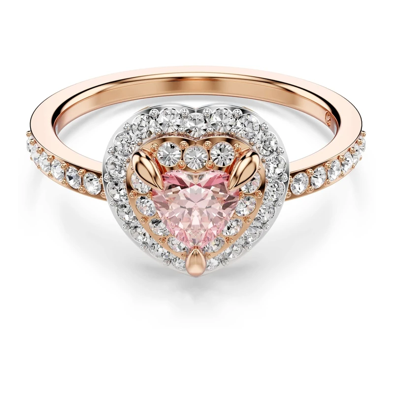 Swarovski One Motif Ring, Heart Cut, Pavé, Heart, Pink, Mixed Metal Finish