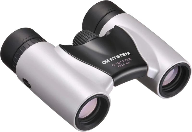 OM SYSTEM 8x21 RC II Binoculars – Compact Pocket Size, Multi-Coated Lenses, Lightweight for Travel, Camping & Bird Watching – UV Protection, 15-Year Warranty, Pearl White