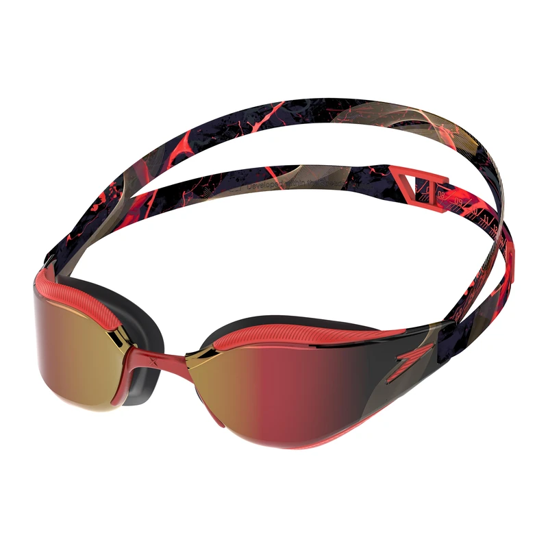 Speedo Adult Unisex Fastskin Hyper Elite Mirrored Swimming Goggles, Autumn Red/Smoke/Crimson Royal, One Size