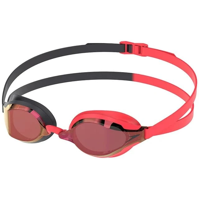 Speedo Adult Unisex Fastskin Speed Socket 2.0 Mirror Swimming Goggles, Black/Smoke/Crimson Mirror, One Size