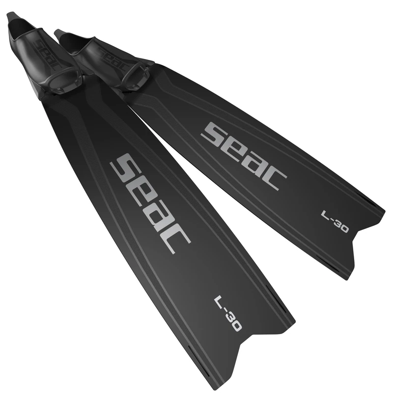 SEAC L-30 Freediving and Spearfishing Fins – Long Fins with Reactive Technopolymer Blade, Soft Foot Pocket without Side Rails, 30° Angle – Also Ideal for Scuba Diving