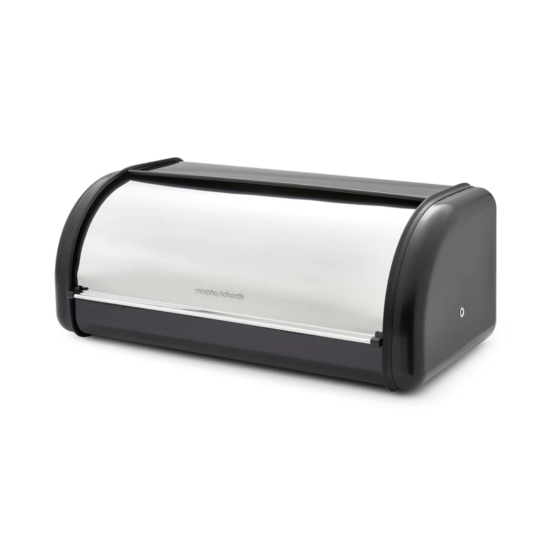 Morphy Richards Equip Roll Front Bread Bin, 12L, Carbon & Stainless Steel Design, Durable and Fresher Bread, Easy Access Lid, Noise Dampening Technology, Non Slip Water Resistant Base, Black, 832000