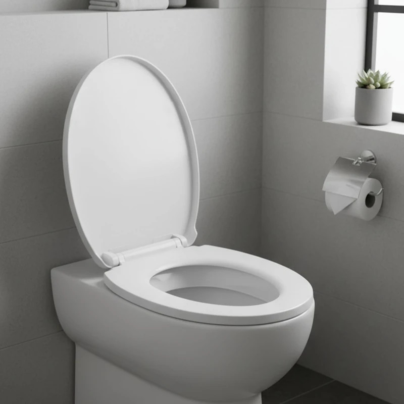 UR CHOICE Soft Close Toilet Seat, White Oval Quick Release Lid 440 x 350 mm, Easy Fit Antibacterial Polypropylene, Durable Scratch Resistant Universal Seat for Standard UK Toilets