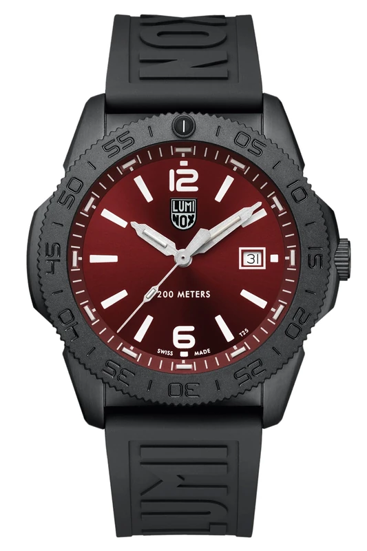 Luminox Pacific Diver Men's Diving Watch 44 mm Stainless Steel - Quartz Analogue 20 Bar, Rubber Strap Black, Red Dial, Date, Luminous Hands XS.3135.B