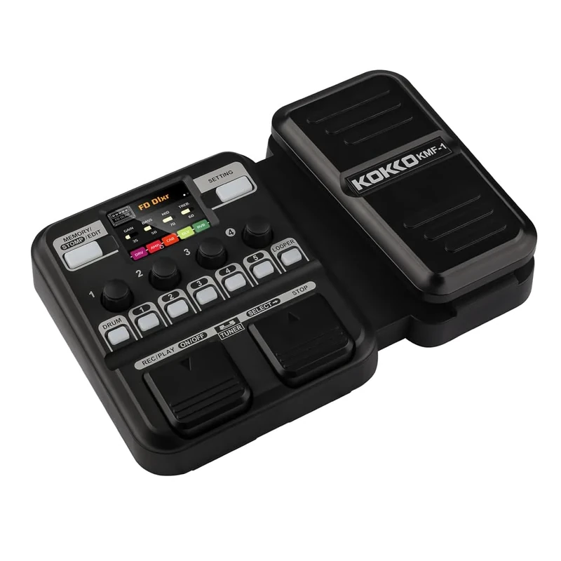 Kokko KMF-1 Multi-Effects Guitar Pedal – Guitar processor with 18 amp and cabinet models, 59 effects, looper, drum machine, AUX input and headphone output. Color: Black
