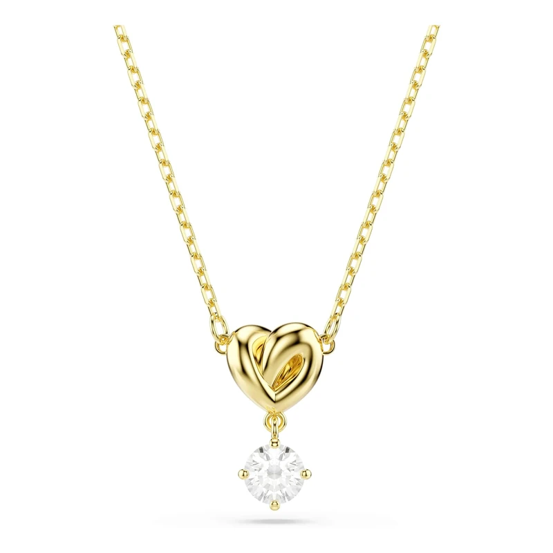 Swarovski Lifelong Pendant, Round Cut, Heart, White, Gold-Tone Plated