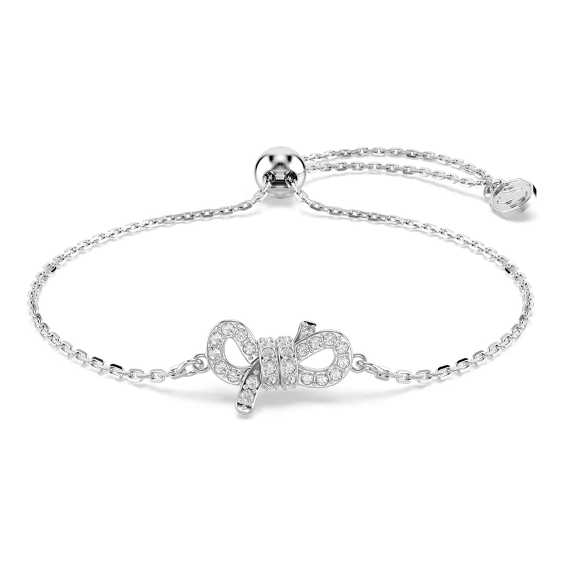 Swarovski Lifelong Bracelet, Pavé, Bow, White, Rhodium Plated